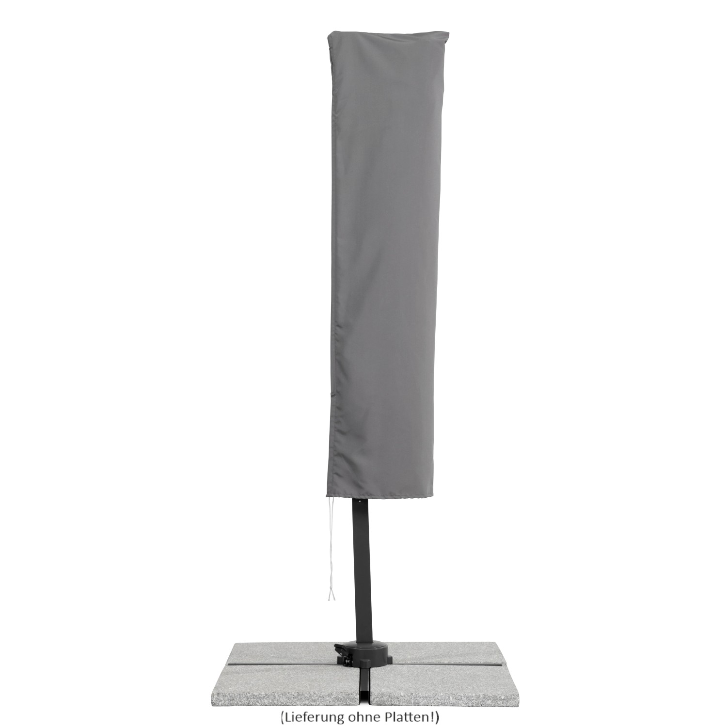 Schneider Ampelschirm 300x230 Natur mit Schutzhülle auf Schirmständer (ohne Platten).