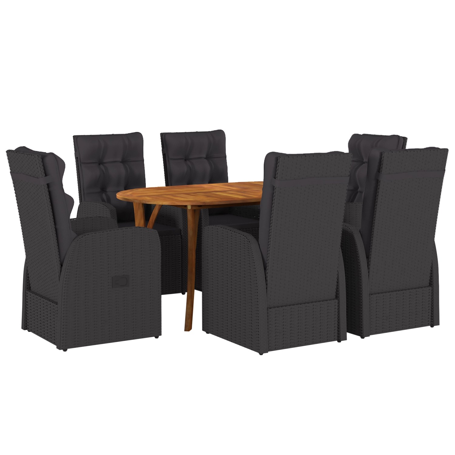 vidaXL 7-Teilige Garten Essgruppe mit Kissen Schwarz Poly-Rattan Akazie 317 günstig online kaufen