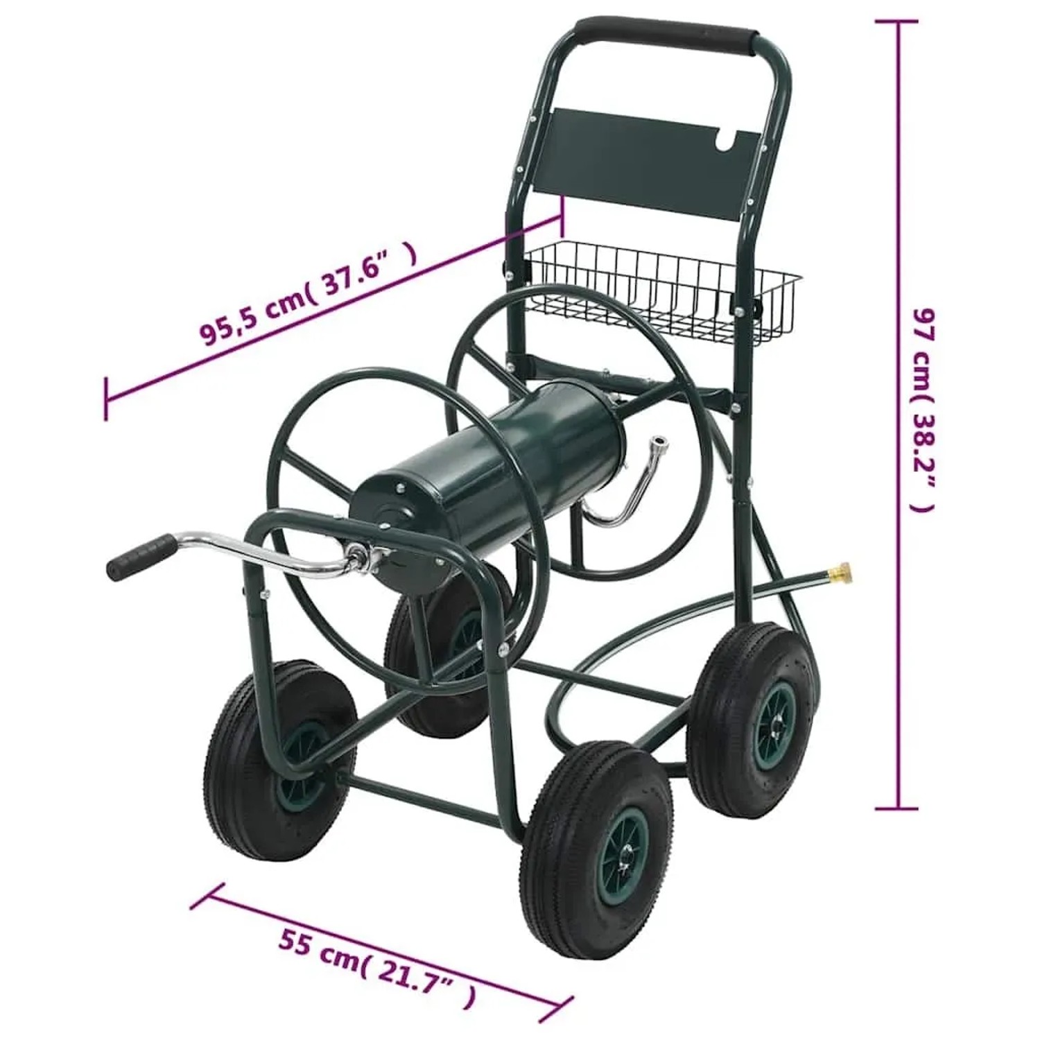 vidaXL Gartenschlauchwagen mit Schlauchanschluss 75 m Stahl 143777_10