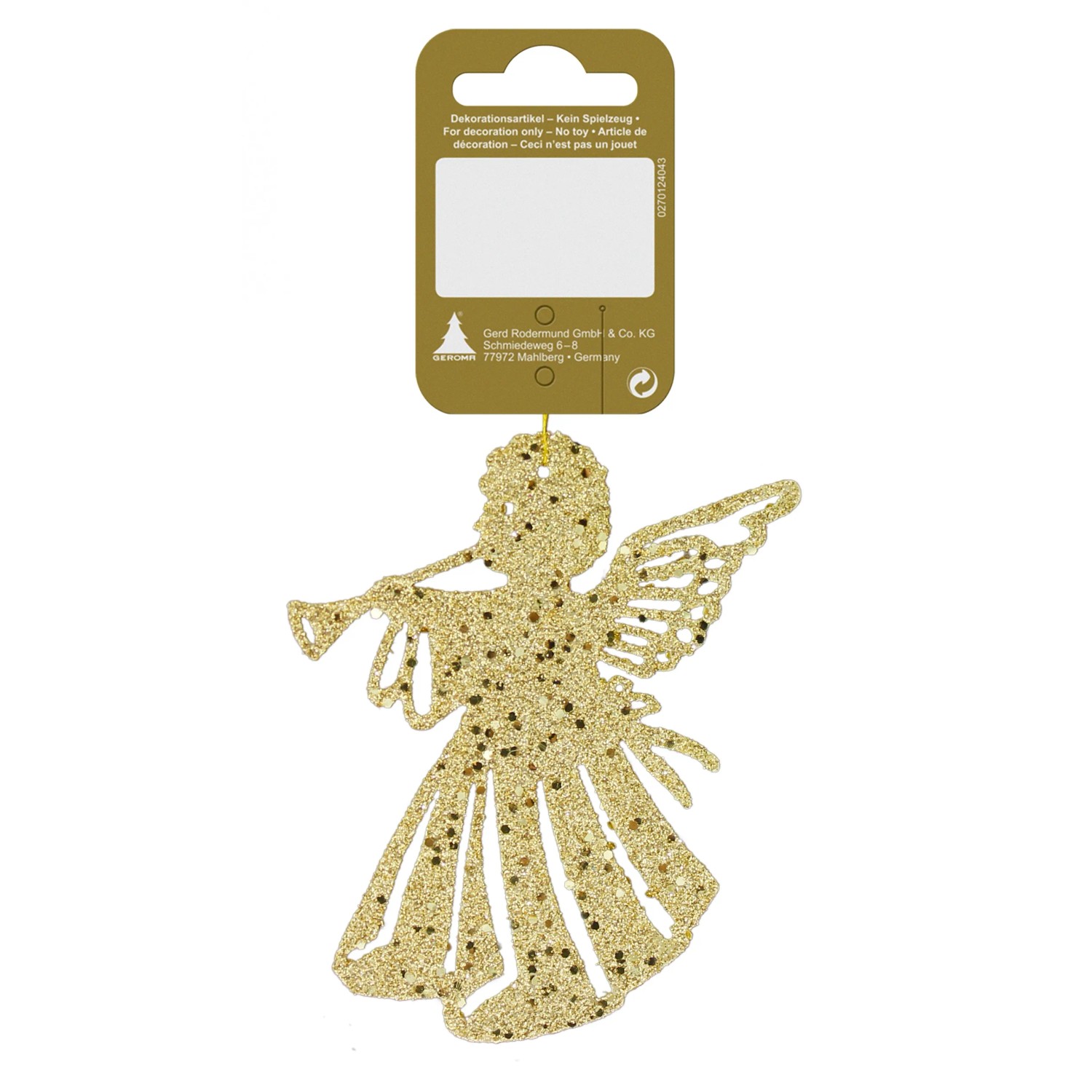 Engel zum Hängen aus Kunststoff 10 cm Gold