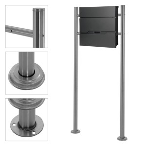 ML-Design Standbriefkasten, anthrazitfarbener Briefkasten mit Zeitungsfach und 120cm Pfosten.