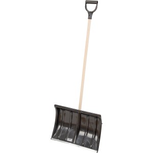 Johann Offner Kunststoff-Schneeschieber, 50 cm breit, mit D-Griff und Alu-Kante.