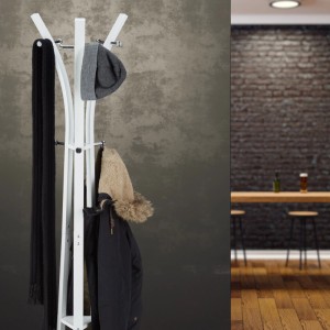 Relaxdays Garderobenständer Metall Weiß 9 Haken 175 cm x 55 cm x 55 cm 5 kg