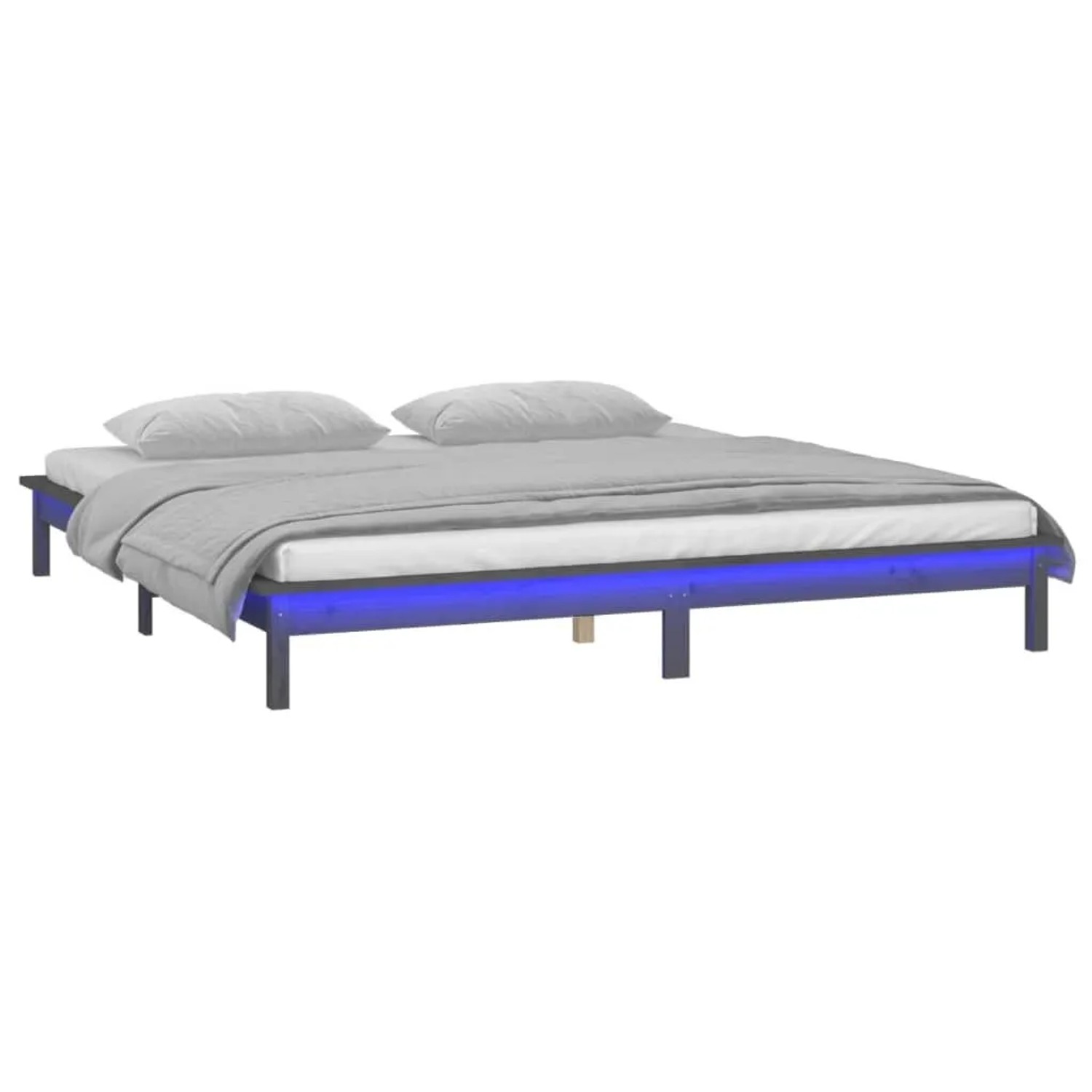 vidaXL Massivholzbett mit LEDs Grau 120x190 cm 820643 günstig online kaufen