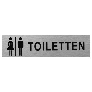 Aluminium Hinweisschild für Damen- und Herrentoilette, selbstklebend.