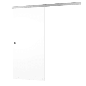 Weiße inova Holzschiebetür 900x2150mm mit Griffmuschel und Softclose im Komplettset.