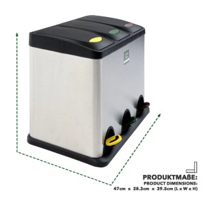 KARAT Mülleimer Brandon mit 3 Kammern für Wertstofftrennung, Edelstahloptik.