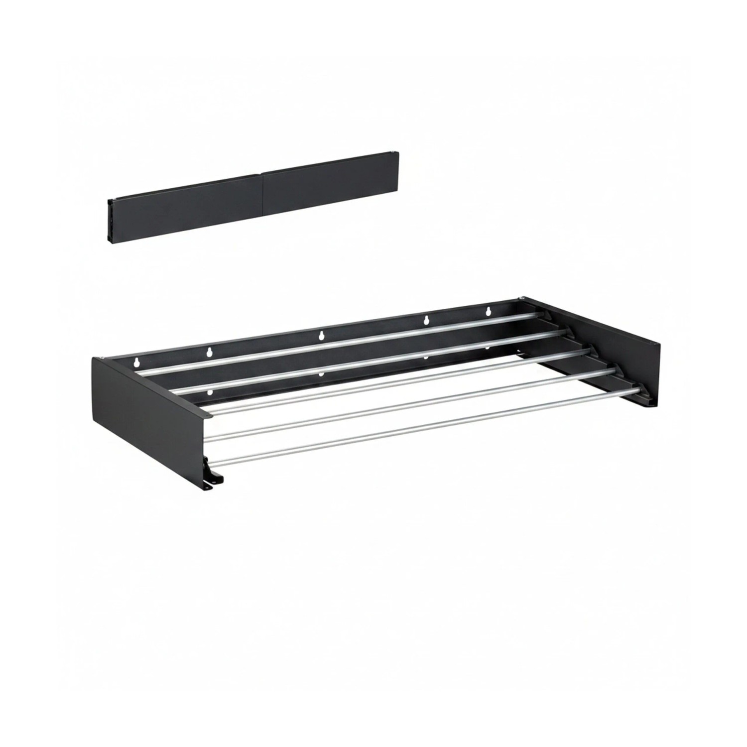 Relaxdays Wäscheständer Stahl Schwarz Wandmontage Klappbar 15 cm x 80 cm x 40 cm 2 kg