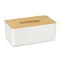 Relaxdays Kosmetiktücherbox Kunststoff Holz Weiß Abnehmbar 10 cm x 23 cm x 13 cm 300 g