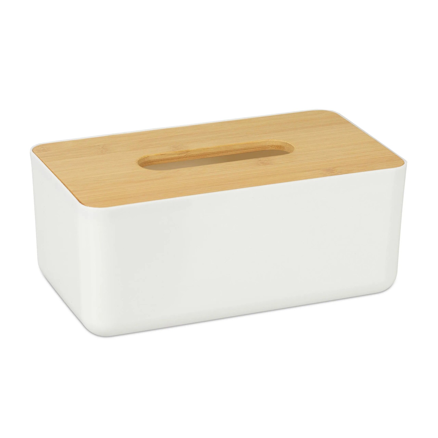 Relaxdays Kosmetiktücherbox Kunststoff Holz Weiß Abnehmbar 10 cm x 23 cm x 13 cm 300 g
