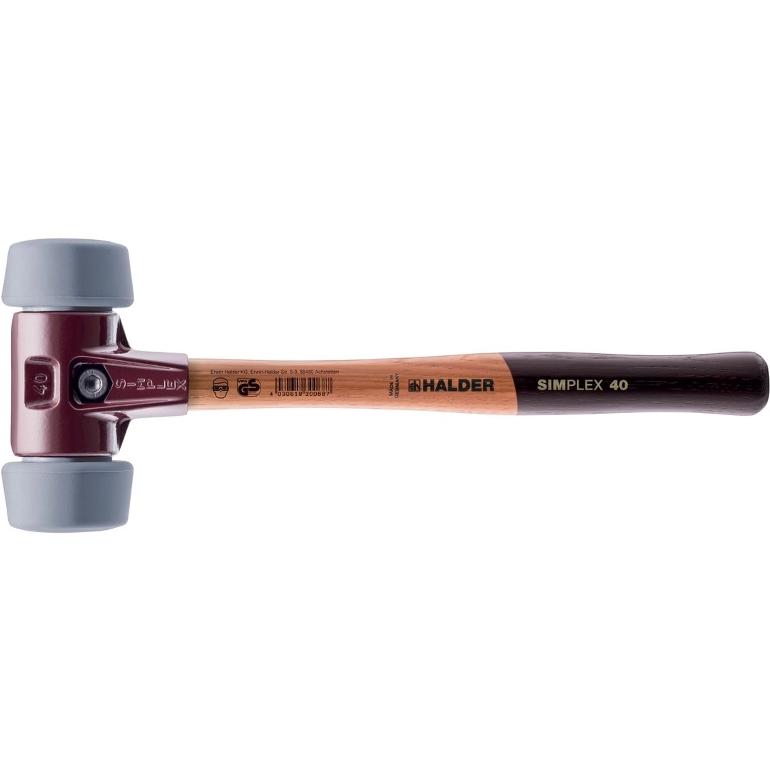 Halder Simplex Schonhammer Ø 50 40 mm TPE-mid Grau mit Tempergussgehäuse günstig online kaufen