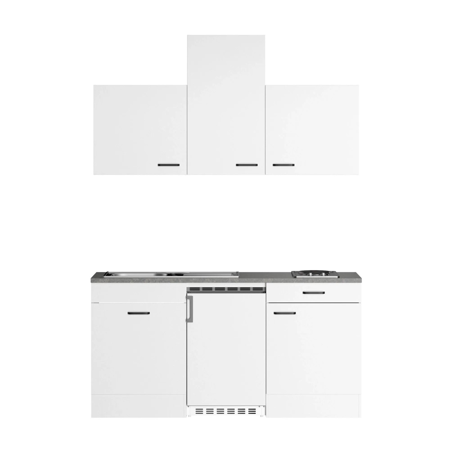 OPTIFIT Miniküche Bonn214 170 cm Weiß mit E-Geräten