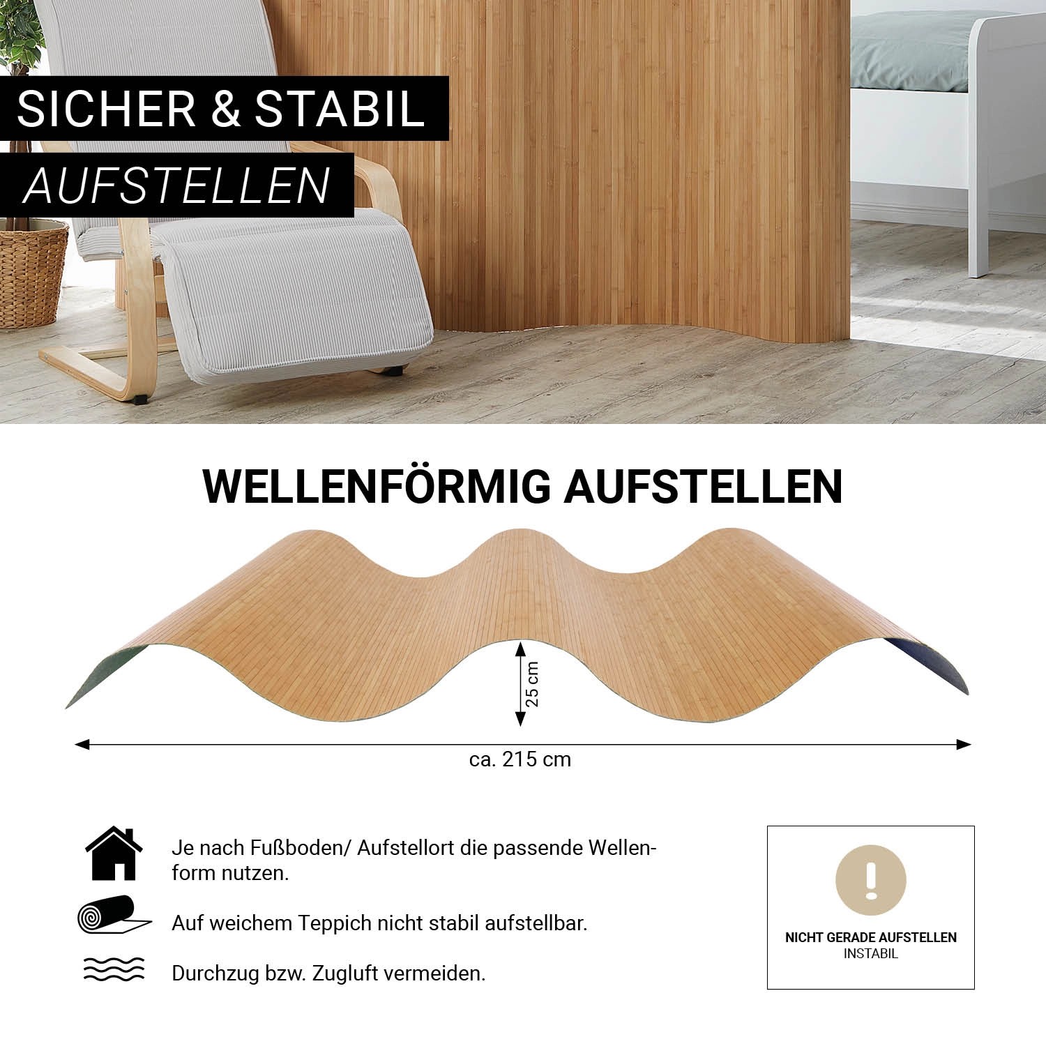 Homestyle4u Paravent Raumteiler in Braun 250x200 cm 302_4