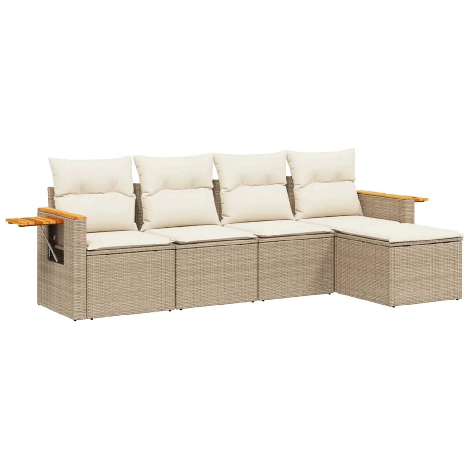 Thumbnail - vidaXL 5-Tlg Garten-Sofagarnitur mit Kissen Beige Poly Rattan 3226758