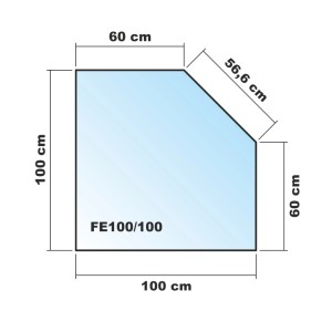 ECOfoxx Funkenschutzplatte Glasbodenplatte Fünfeck 100x100cm Schwarz