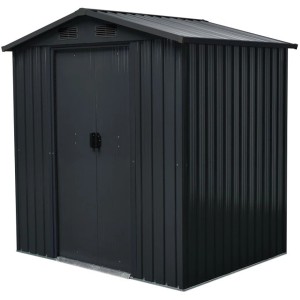 Floraworld Metall-Gerätehaus in Anthrazit, 1,8 m², mit Doppeltür. Ideal zur Aufbewahrung im Garten.