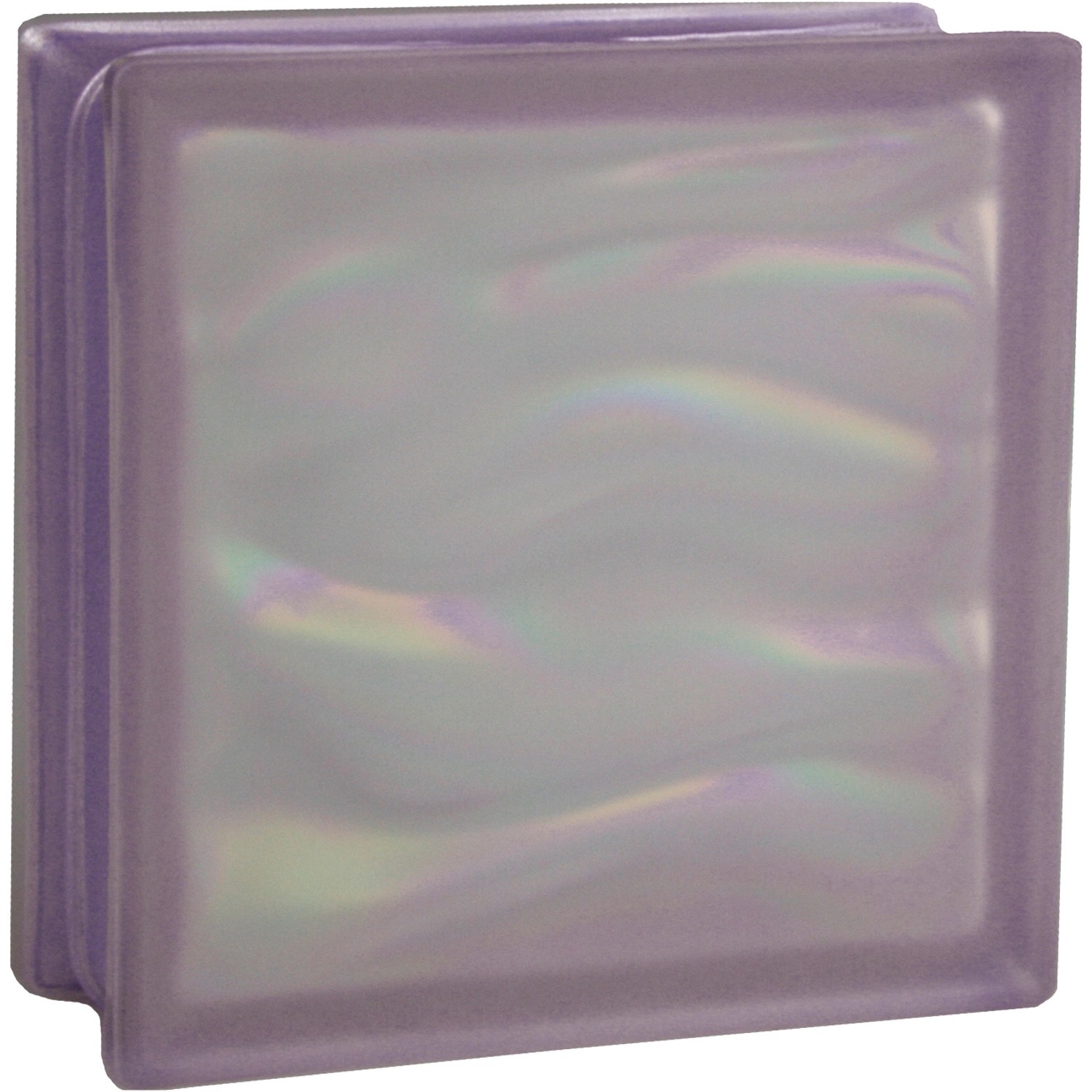 BM Glasstein Aqua Perlmutt Violett 2-Seitig Satiniert 19 cm x 19 cm x 8 cm