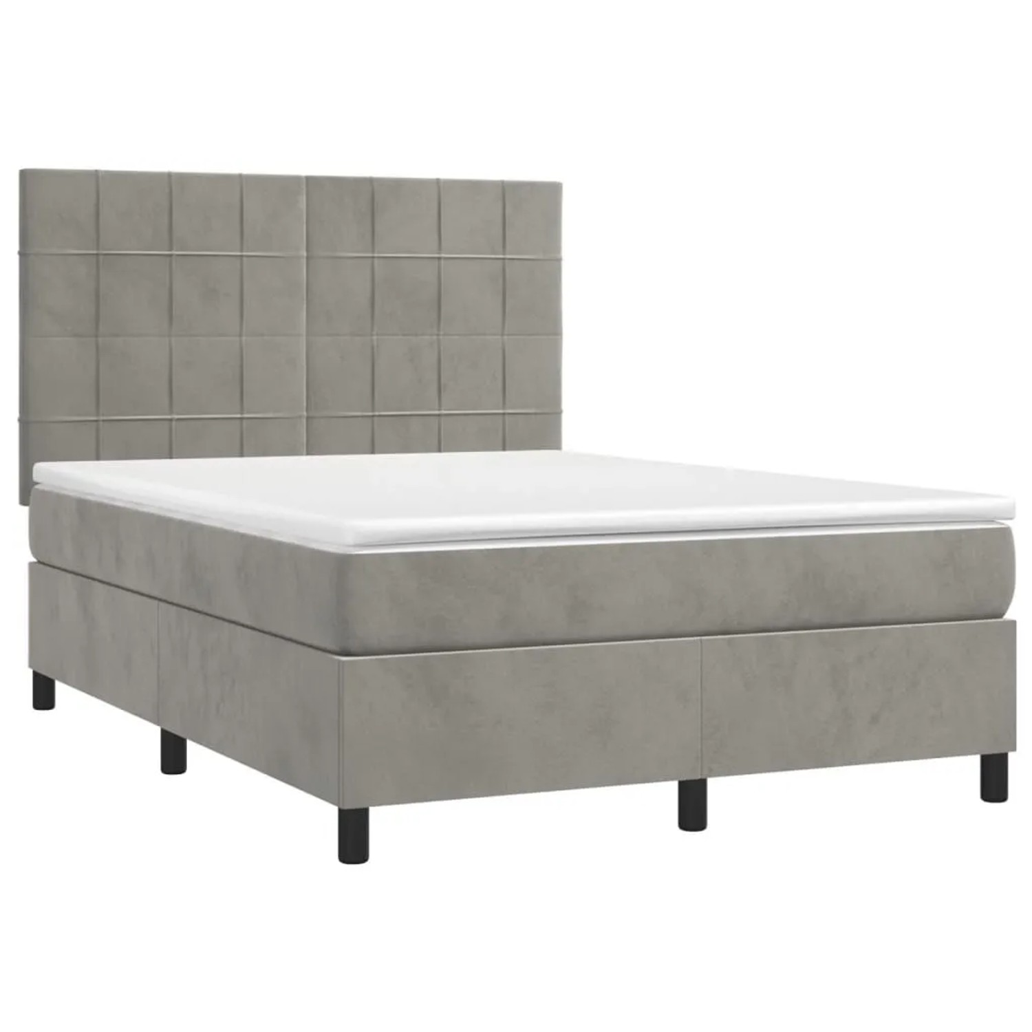 vidaXL Boxspringbett mit Matratze Hellgrau 140x200 cm Samt 3143025