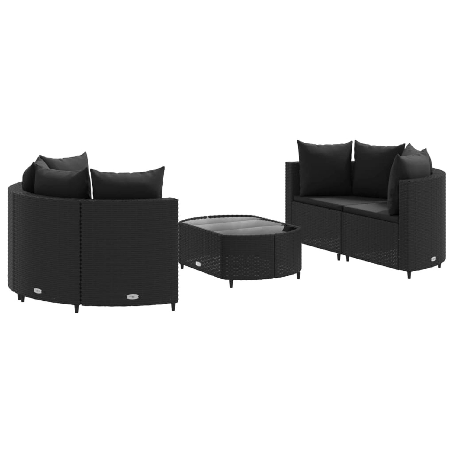 vidaXL 5-tlg Garten-Sofagarnitur mit Kissen Schwarz Poly Rattan Modell 164 günstig online kaufen