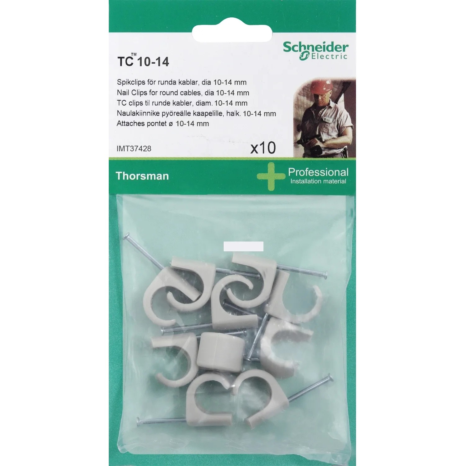 Schneider Electric Nagelschellen für Rundkabel, 10er-Packung, zur Kabelbefestigung.