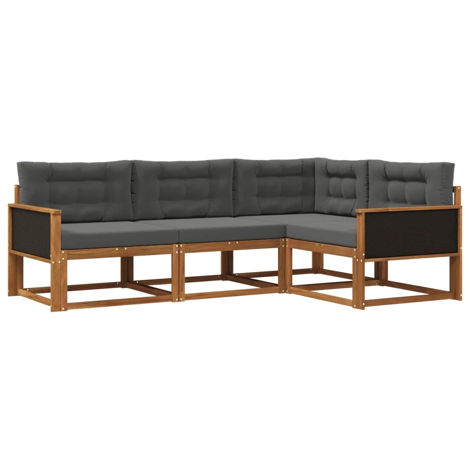 vidaXL Outdoor-Sofagarnitur mit Kissen 4 Stk Natur und Anthrazit 3382515