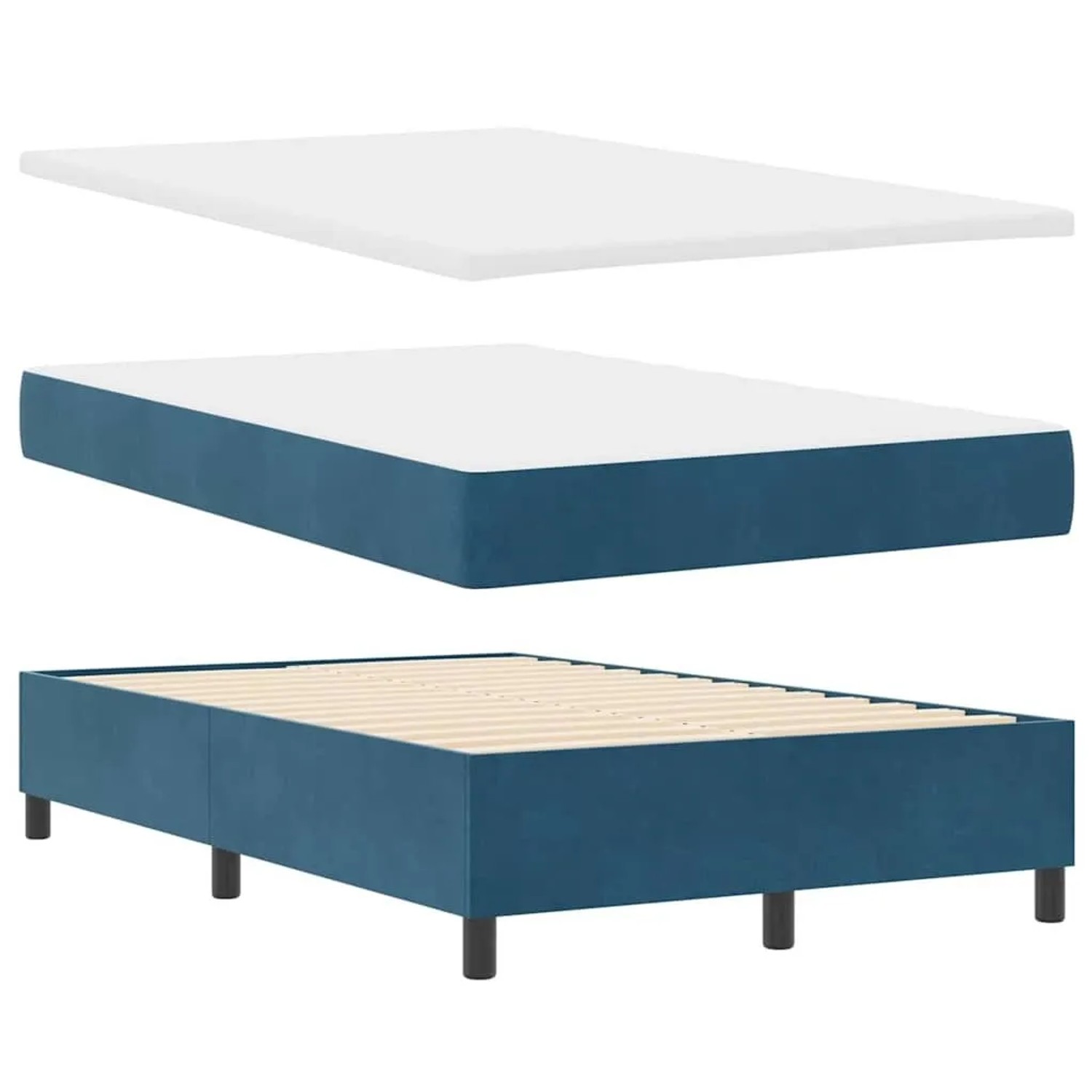 vidaXL Boxspringbett mit Matratze Dunkelblau 120 x 190 cm Samt 3344436 günstig online kaufen