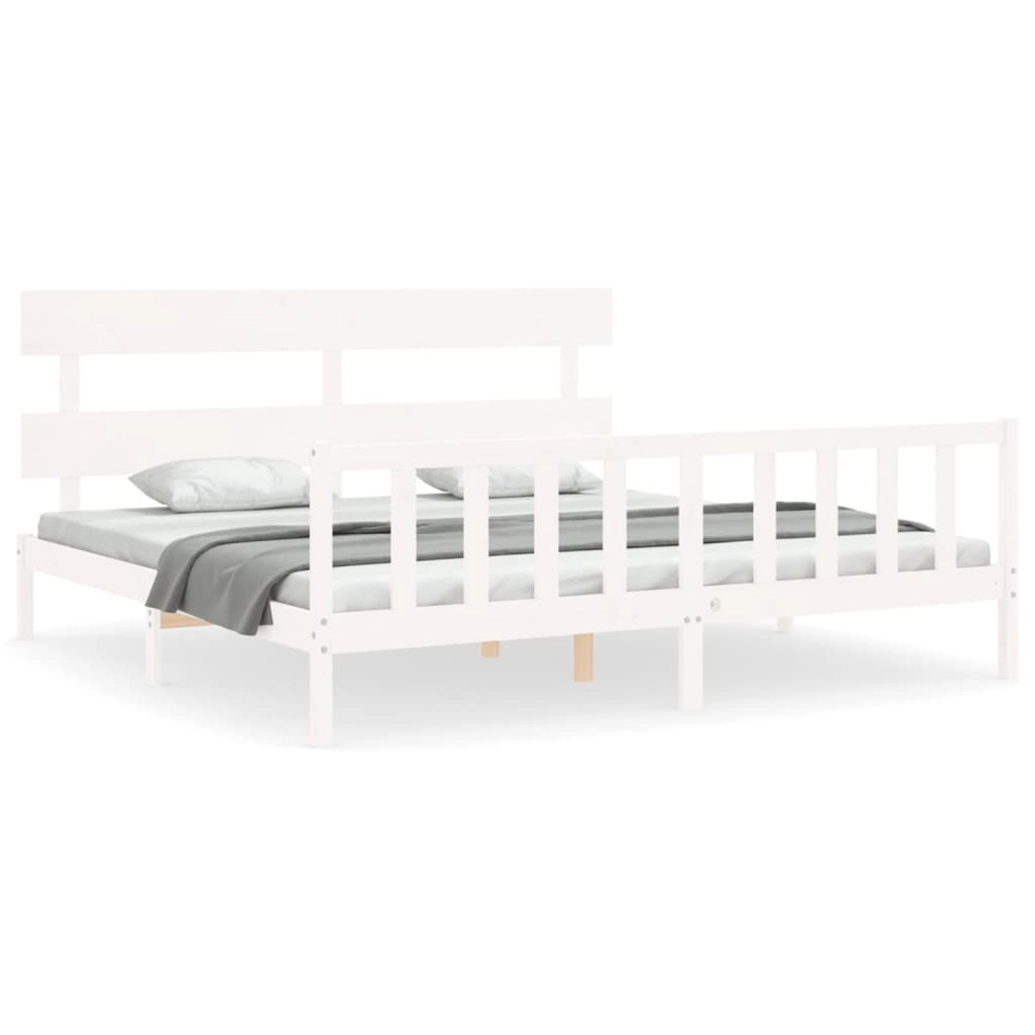 vidaXL Massivholzbett ohne Matratze Weiß 200x200 cm Kiefernholz 3193292 günstig online kaufen