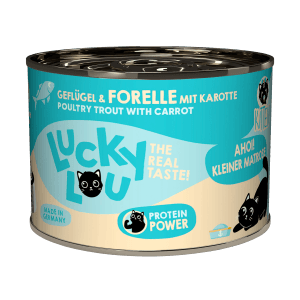 Lucky Lou Katzen-Nassfutter Kitten, Geflügel & Forelle, 200g Dose.