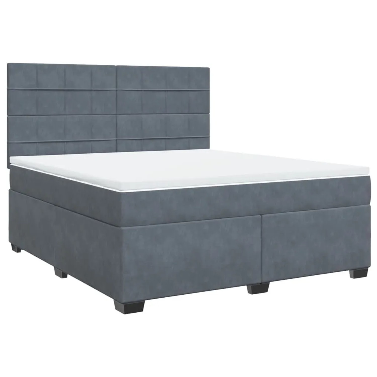 vidaXL Boxspringbett mit Matratze Dunkelgrau 180x200 cm Samt 3290979