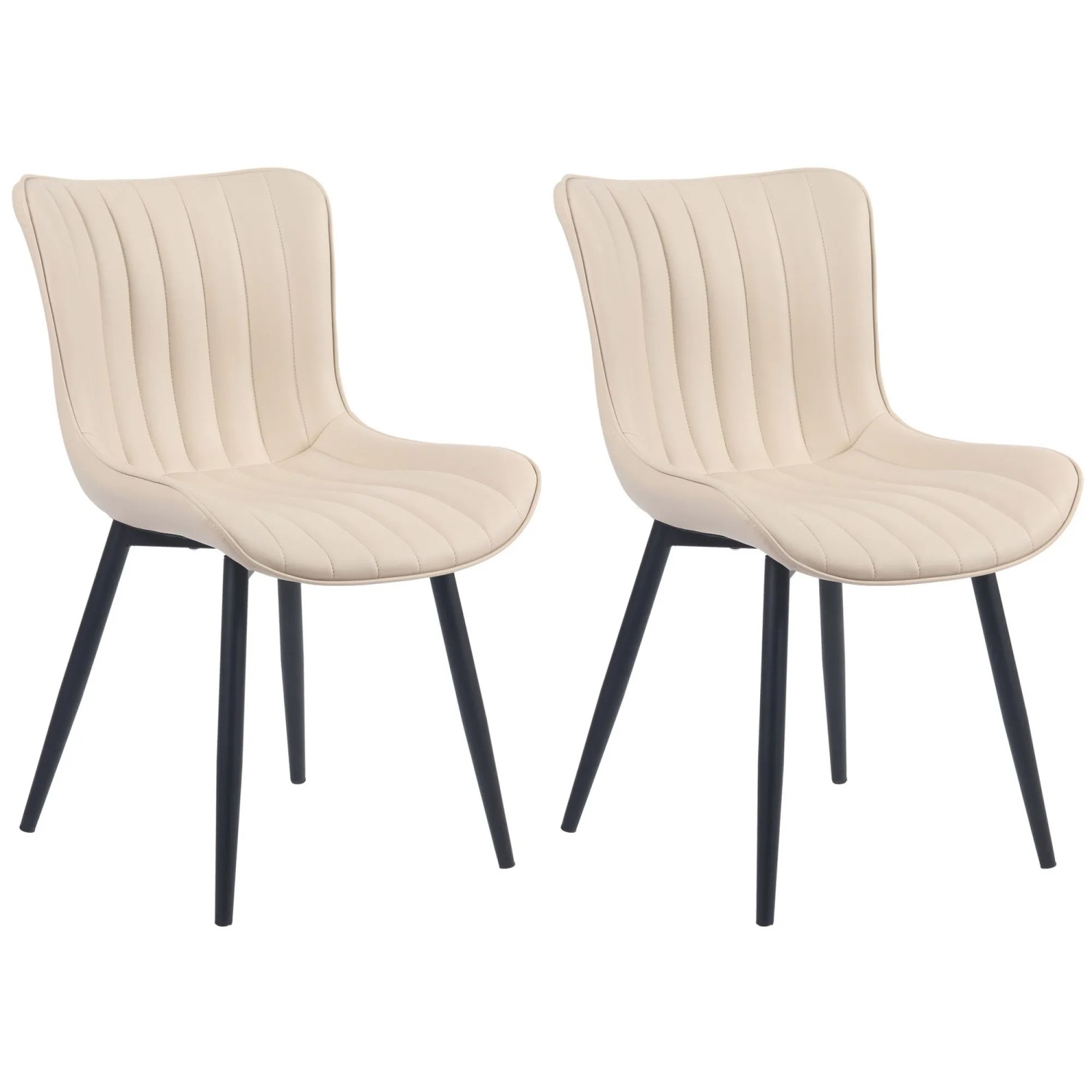 CLP 2er Set Stühle Largo creme/Kunstleder