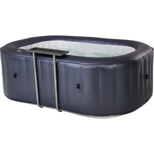 MSpa Urban aufblasbarer Whirlpool Nest AirJet mit Hydromassage und Rattan Beistelltisch.