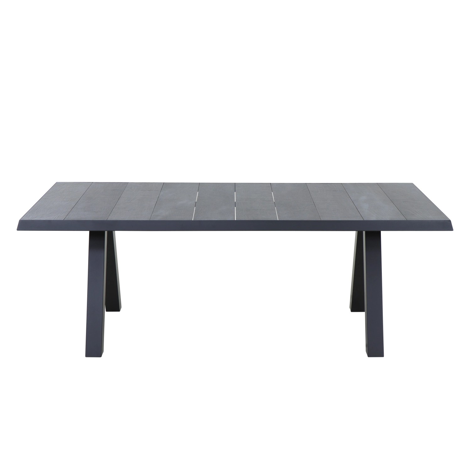 Rechteckiger Siena Garden Gartentisch Tirana in Wood Grey, 105x205 cm, mit Keramik-Tischplatte und Aluminiumgestell.