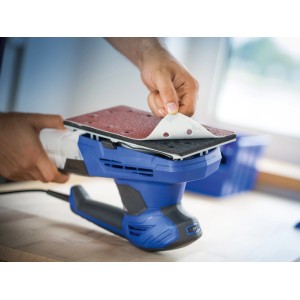 Schwingschleifer Zubehör: LUX Schleifstreifen K120, 115x230mm im Einsatz.