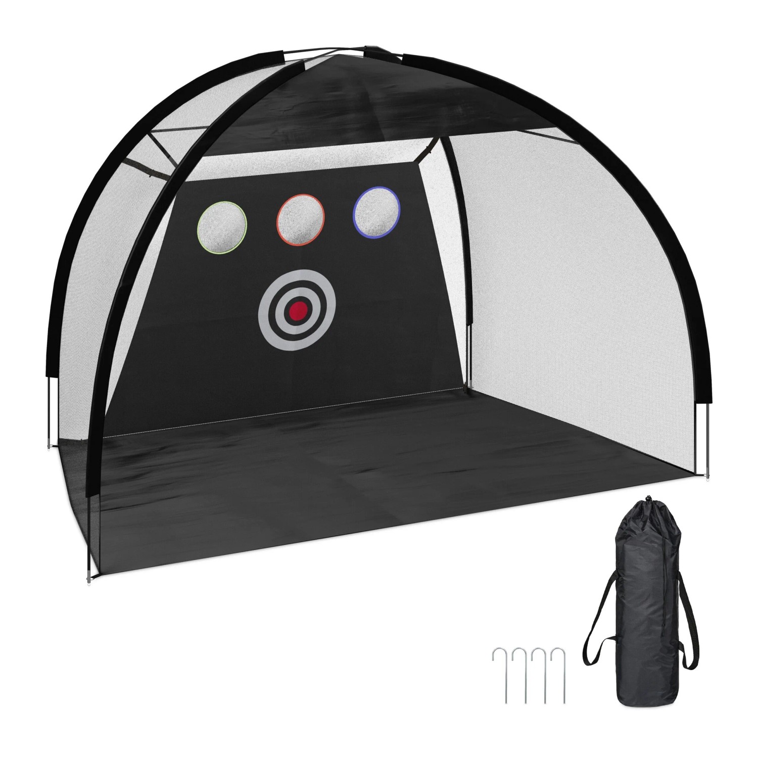 Relaxdays Golf Übungsnetz Polyester Schwarz Mit Zielscheibe 200 cm x 300 cm x 170 cm