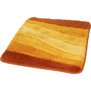 Meusch Badteppich Ocean Safran, 55x65 cm, mit Streifen in Gelb- und Orangetönen.