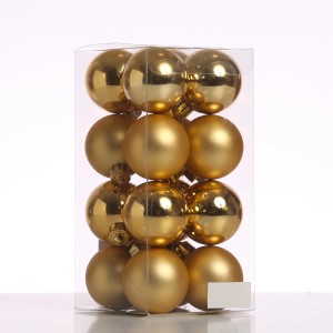 16 goldene Christbaumkugeln aus Kunststoff, 4cm, glänzend und matt, in transparenter Box. Ideal für Weihnachtsbaum.