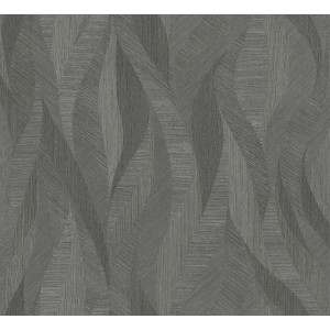 Anthrazitfarbene Vliestapete mit Wellenmuster von Marburg Papis Loveday.