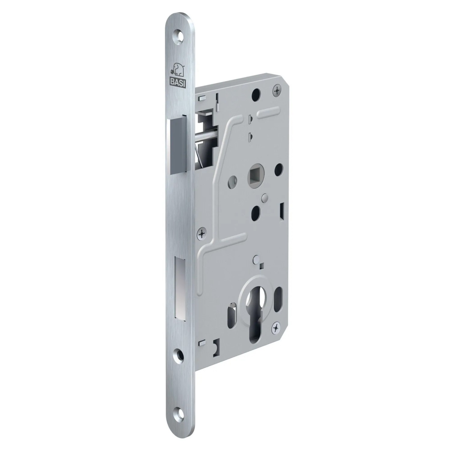 BASI Zimmertürschloss ES 928 PZW DIN Rechts Rundstulp 20 mm Edelstahl Falle Kunststoff Riegel Aluminium 9280-5518