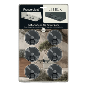 Prosperplast Räder-Set für Blumentöpfe Dlof & Ethick Schwarz 6 Stück