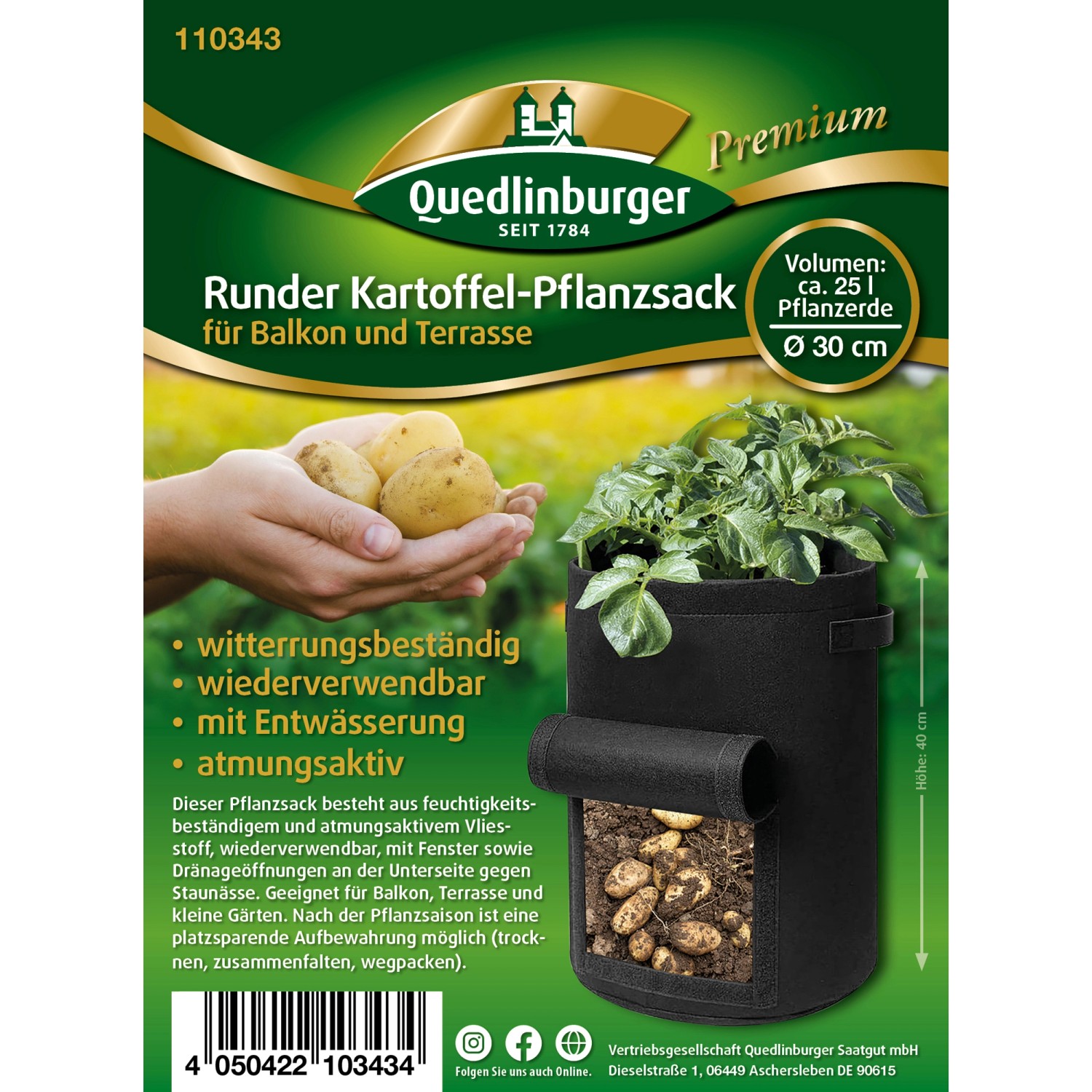 Quedlinburger Kartoffel-Pflanz-Sack Anbau auf engstem Raum günstig online kaufen