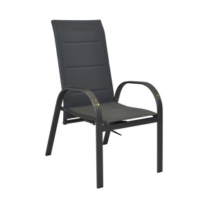 Merxx Amalfi Gartenstuhl, 2er-Set, Graphit-Anthrazit, gepolstert, mit Aluminiumgestell und Textilbespannung.