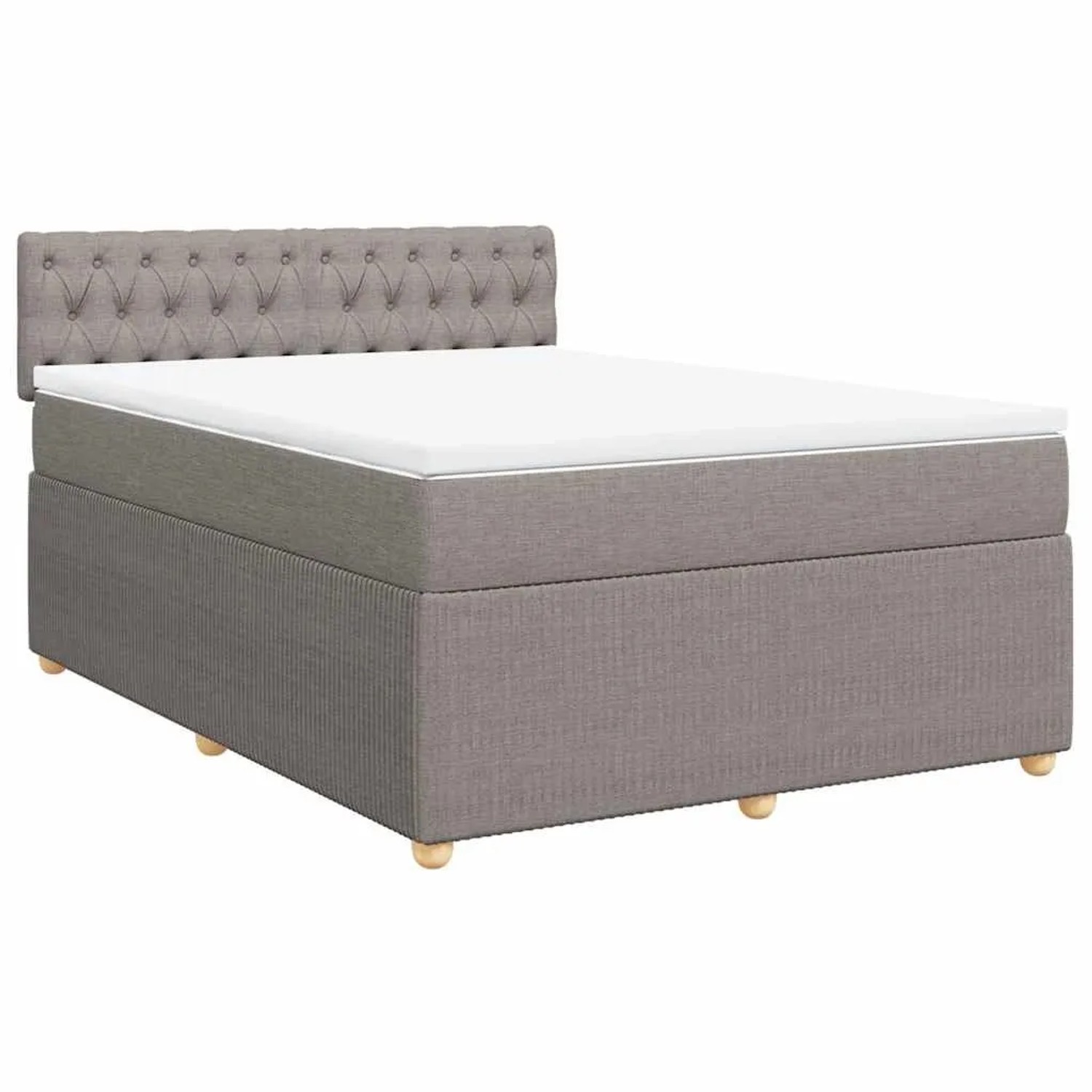 vidaXL Boxspringbett mit Matratze Taupe 140x200 cm Stoff 3289790