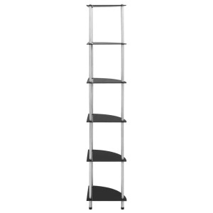Schwarzes vidaXL Regal mit 6 Glasablagen, ideal als Wandregal für Wohnräume.