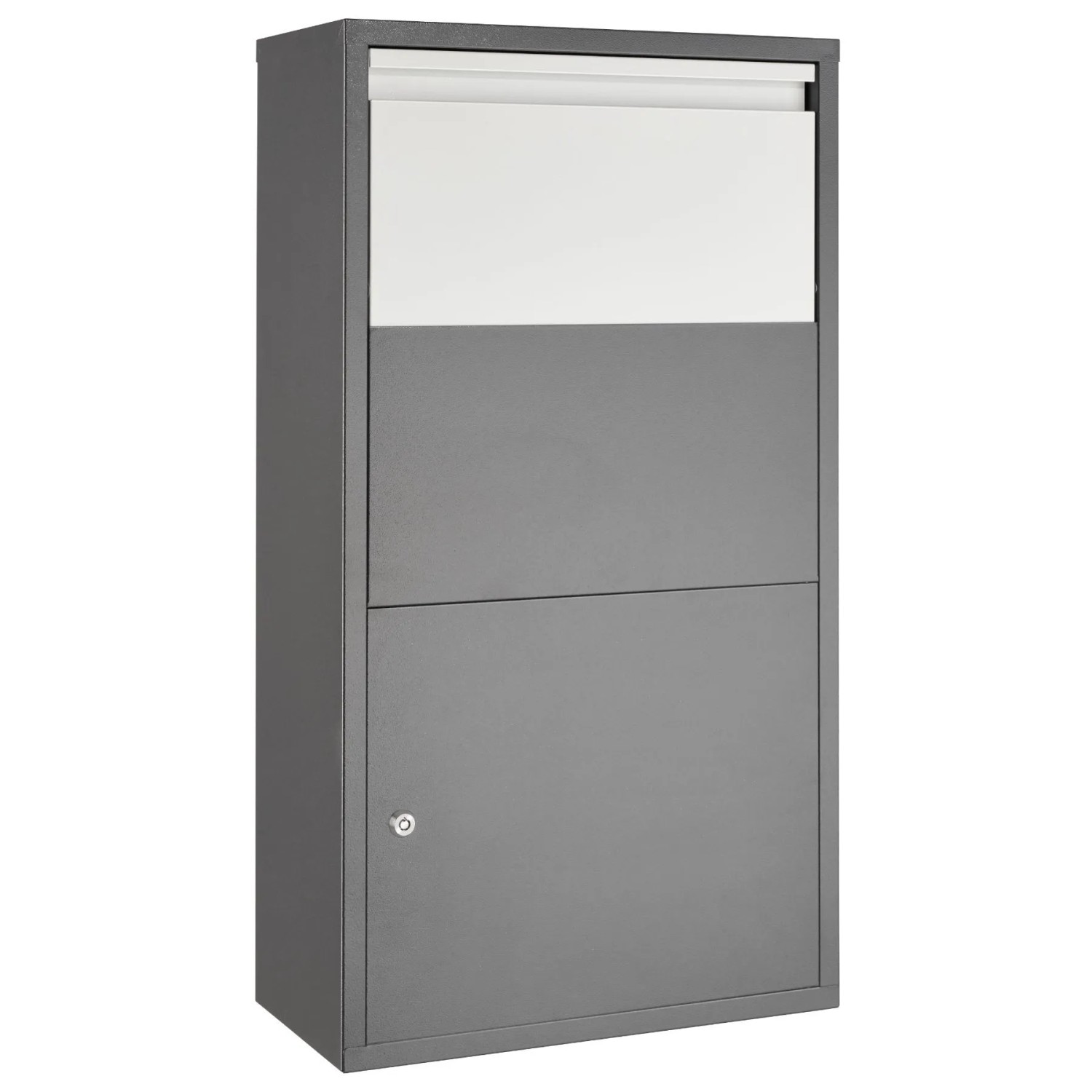 Tectake Paketbox Fortress Mit Integrierter Rückholsperre Zylinderschloss Mit 2 Schlüsseln  22 x 44 x 82 cm Anthrazit