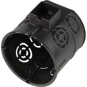 Schwarze ISO-Schalterdose (Ø 60mm) aus Kunststoff, 25er-Pack für Unterputz-Montage.