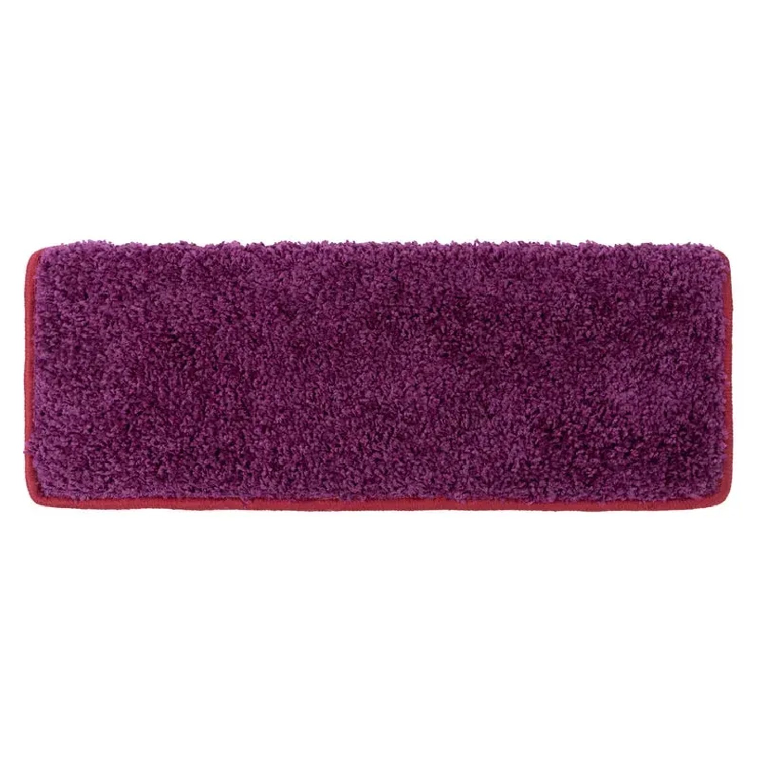 Rechteckige, berry-farbene Shaggy Stufenmatte Barcelona (23,5x65cm) für Treppen.
