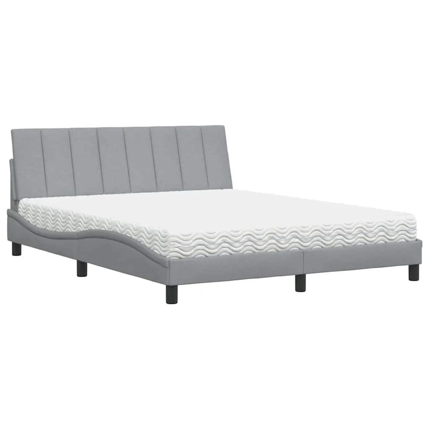 vidaXL Bett mit Matratze Hellgrau 160x200 cm Stoff 3310538