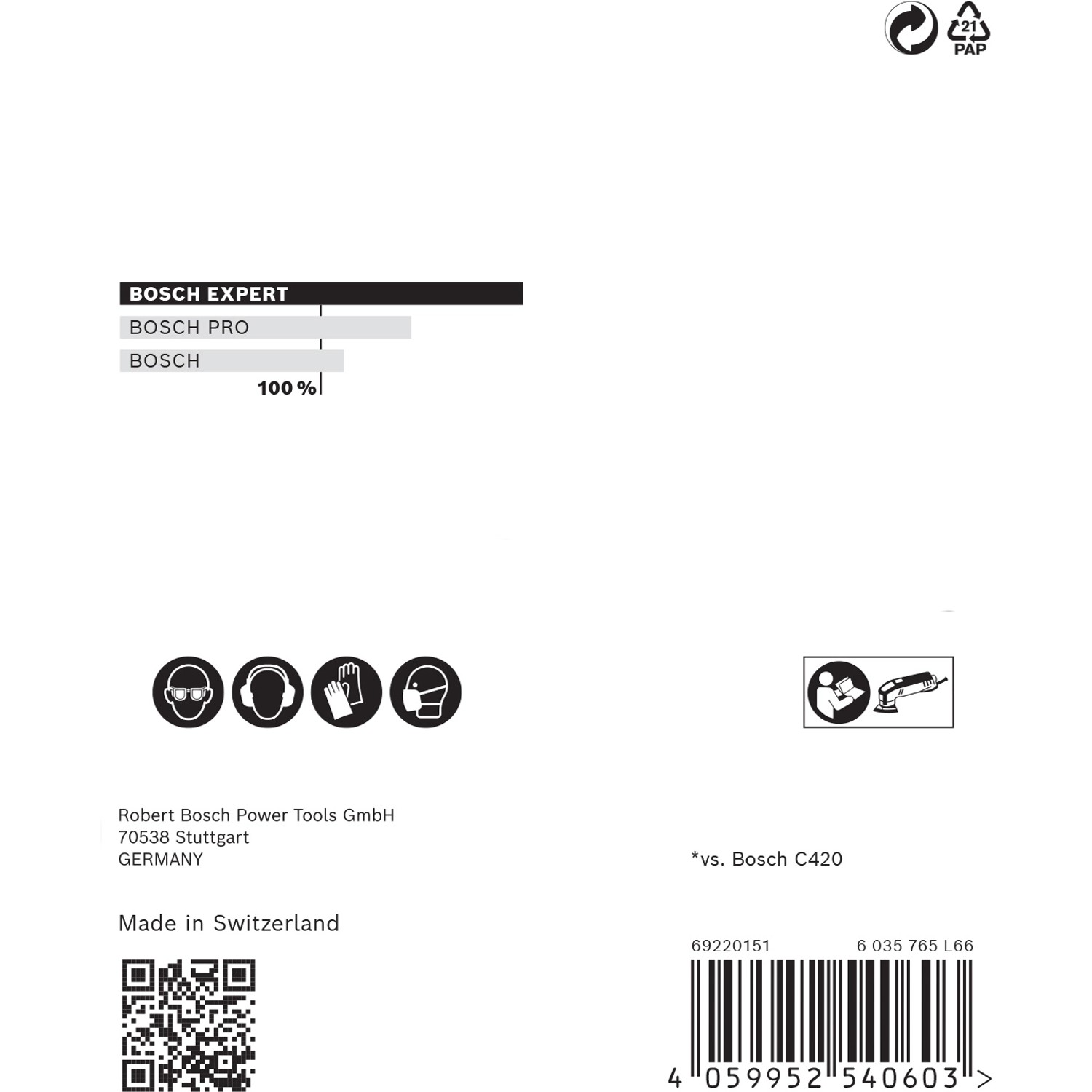 Verpackung Bosch Expert Netzschleifblatt M480, 93x93mm, K240, 5 Stk. Zubehör für Deltaschleifer.