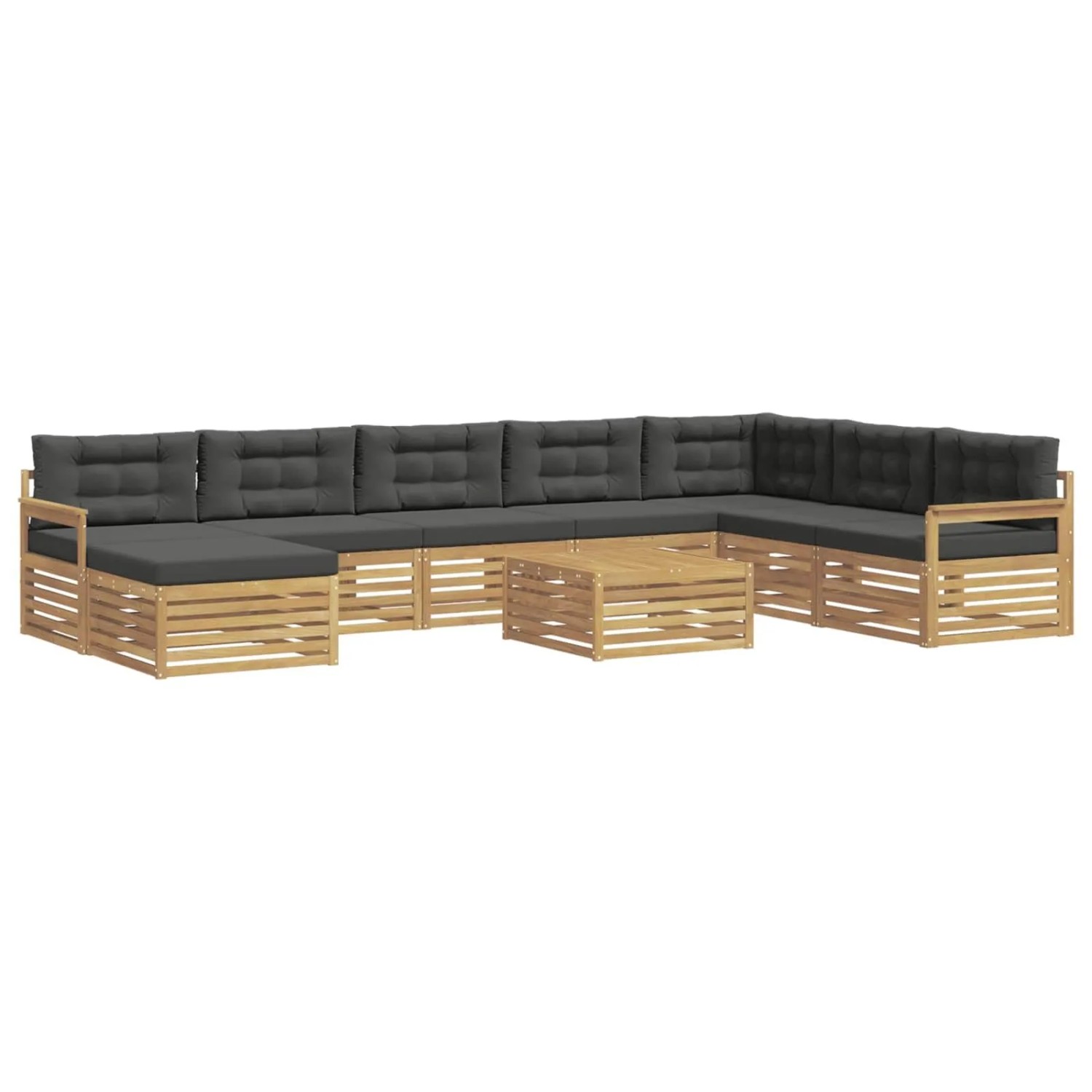 vidaXL Outdoor-Sofagarnitur 9-Tlg Weiß und Anthrazit Massivholz Akazie 3390992