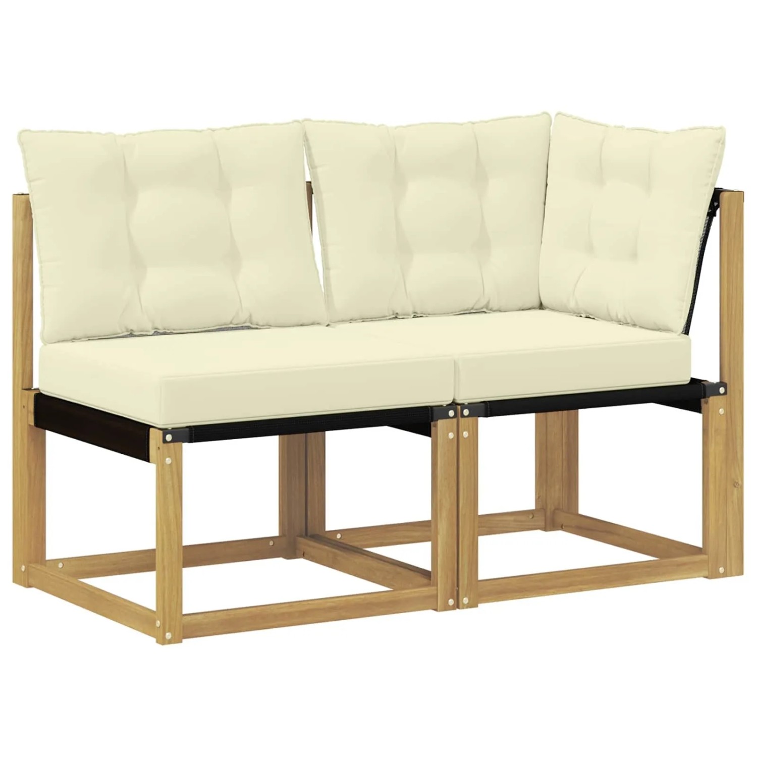 vidaXL Outdoor Mittel- und Ecksofa mit Kissen 2 Stück Weiß 901617